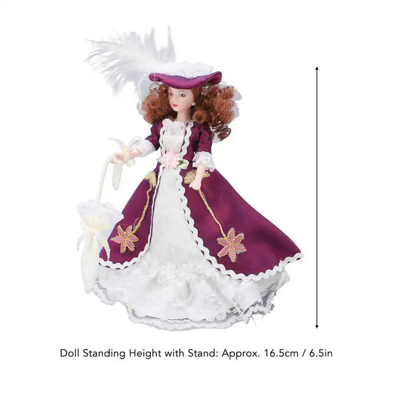 Doll House Servant 1:12 Doll House Miniature Turnable Ceramic Victorian Servant Toy Decoration with Stand