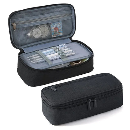 Pencil Case Black School Supplies Pencil Case Girls Estuche Escolar Solid Color Large Capacity Cute Stationery Pencil Pouch