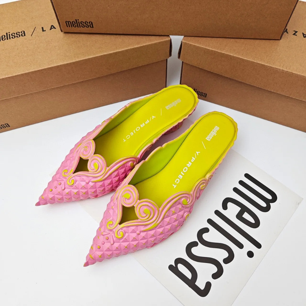 Women Sandals 2025 Spring Melissa Woman Slingback Shoes Fashion Ladies High Heels Elegant Med Heel Pointed Toe Slip on Sandal