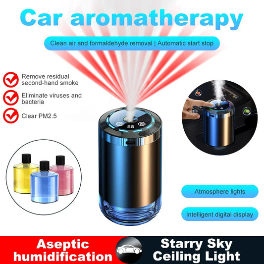 Rechargeable Car Air Diffuser Fragrance Humidifier Aroma Car Air Freshener Long Lasting Odor Eliminator Removing