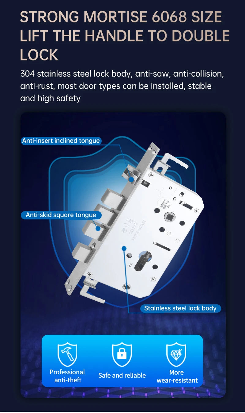 2024 Smart Door Lock  Wifi Smart Fingerprint Digital Safe Door with Camera Lock for Home