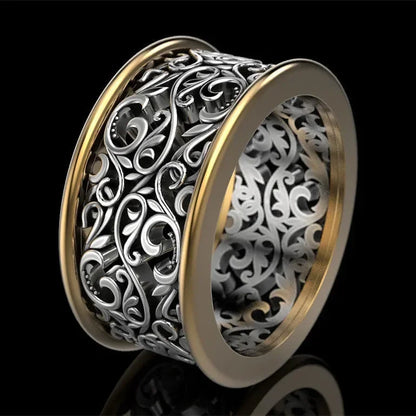 Popular Women's Ring with Sparkling Cubic Zirconia Hollow Heart Leaf Design in Two Tone Hip Hop Rock  Party Girl Jewelry