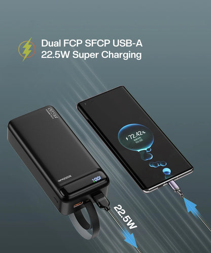Power Bank 20000mAh 22.5W SCP Portable Charger Powerbank 10000 mAh External Battery PD 20W Fast Charging For iPhone 13 Xiaomi mi