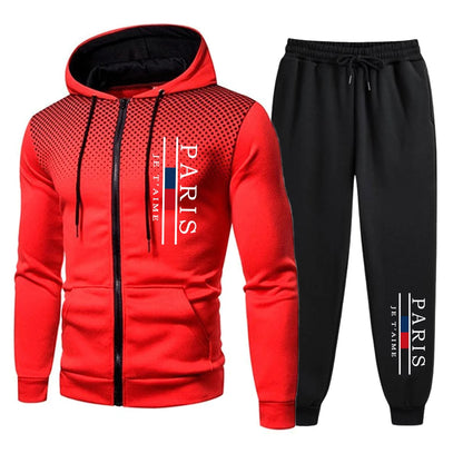 Men's Tracksuits Printing Casual Round Dot Zipper Hoodies+Jogging Pants Two Piece Set Mens Coat Sweatshirt Trend Street Clothing
