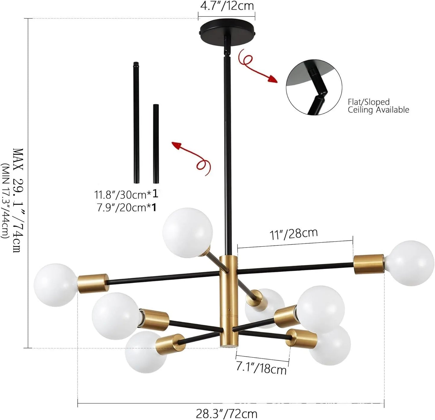 Decorative Living Room Chandelier Light 6/8/10/12 Lamps Heads Modern E27 Ceiling Chandelier Dining Room Bedroom Chandelier Lamp