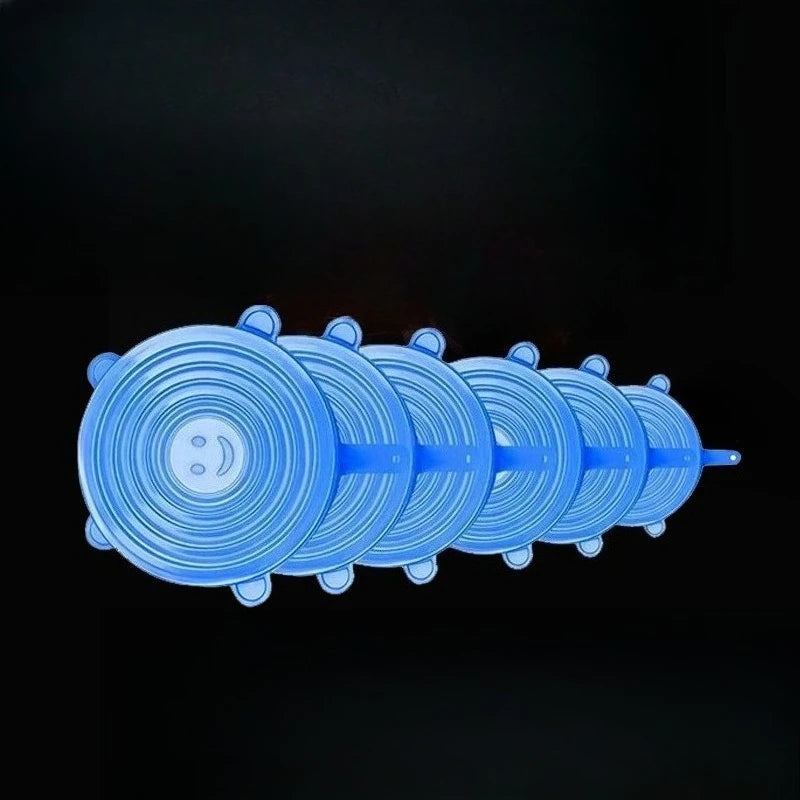 6pcs Silicone Elastic Lids Reusable Stretchable Round Food Lids Suitable for Various Food Containers Microwave/dishwasher Safe