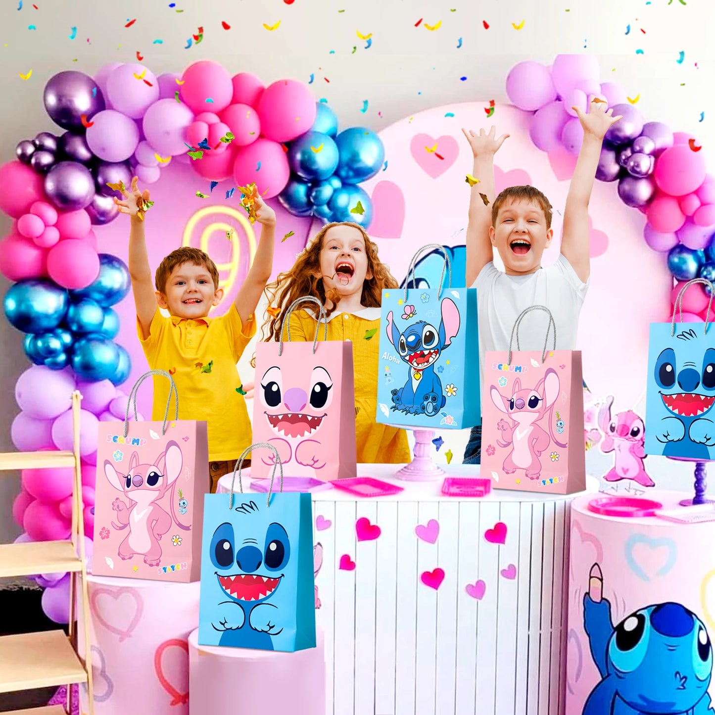 Stitch Party Gift Bags-16pcs Stitch Party Favor Bags/Stitch Party Gift Treat Bags/Stitch Goodie Bag for Stitch Party Decorations