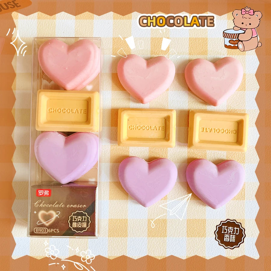 Kawaii stationery items School teacher gift Office Supplies classroom back to school chocolate Rubber Erasers cute things