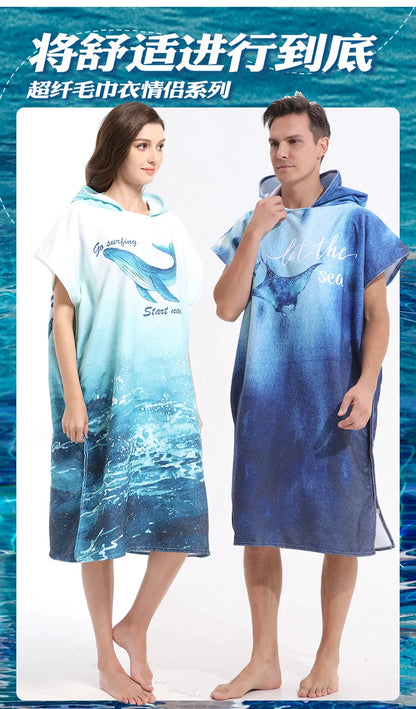 Beach Towel with Hood for Men and Women Hooded Towels Bath Robe for adult Quick Dry Lightweight Soft Microfiber Poncho Swim Robe