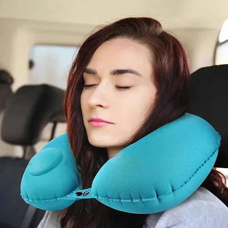 Inflatable Pillow Travel Portable Neck Protection Pillow Press Inflatable U-shaped Pillow Travel Storage Neck Pillow 2025 New