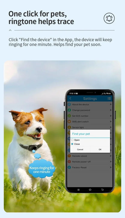 2G/ 4G GSM GPS Pet Tracker Voice Monitor, Pet Dog Gps Anti Loss Mini Tracker IP67 Waterproof Built-in 1300 MAh Battery Locator