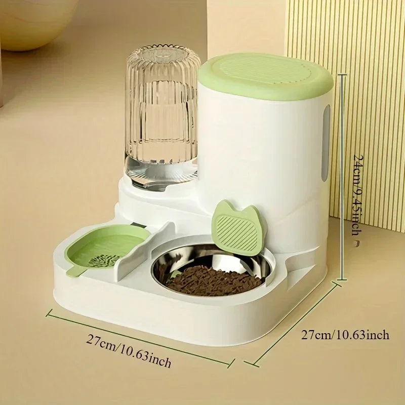 Automatic Cat Feeder and Water Dispenser Non-Electric Easy-Clean Large Capacity Pet Feeding Station for Cats and Small Dogs