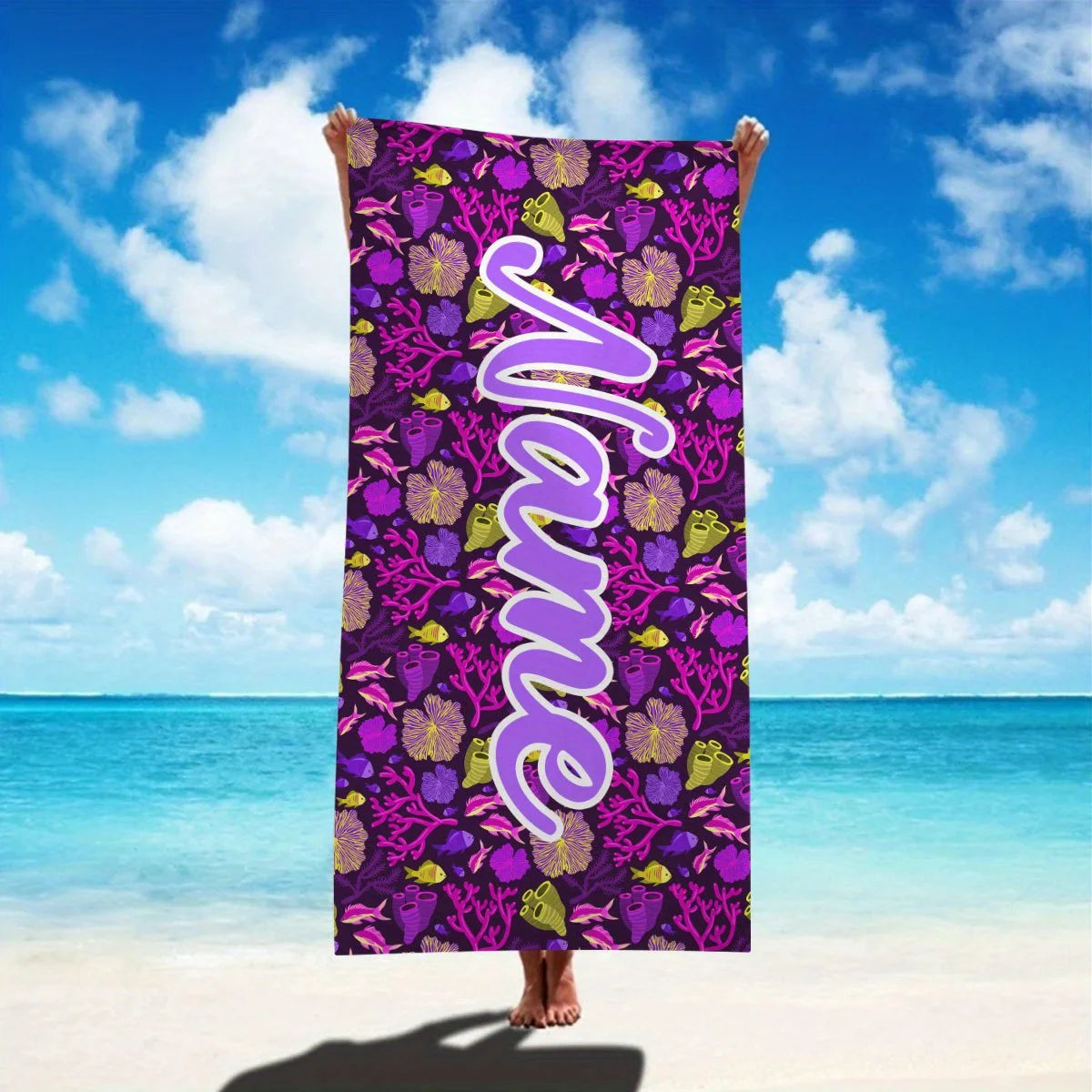 Customized Model - Personalized Name Beach Towel, Digital Printed Text Bath Towel - Universal for Adults and Kidsren, Super Absorbent, Quick Drying, Suitable for Swimming, Camping and Travel, a Best Christmas, Birthday Gift f