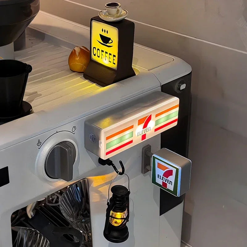 Coffee Shop Fridge Stickers Magnetic Creative Convenience Store Light Signs Home Decorative Ornaments  Luminous Light Boxes