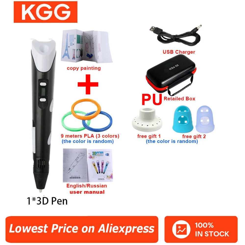 3D Pen 3d Printing Pen DIY Drawing Pens PLA Filament With USB PU Travel Case Birthday Christmas Gift For Kids Children