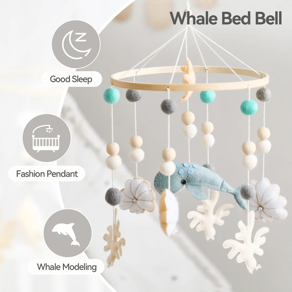 Baby Crib Mobiles Rattle Toy 0-12Months Soft Felt Whale Ball Bed Bell Newborn Music Box Bed Bell Crib Hanging Toys Infant Toys