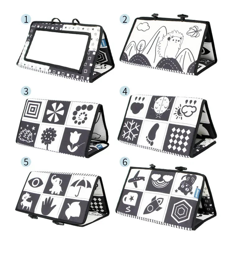 Black and White Newborn Mirror Toys Baby Tummy Time for Babies Montessori Development Crawl High Contrast Activity Sensory Toy