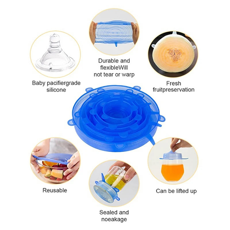 Silicone Food Preservation Cover Stretch Lids Keeping Fresh Seal Bowl Microwave Lids Reusable Plastic Wrap Kitchen Accessories