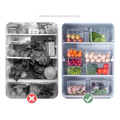 Stackable Transparent with Lid Storage Box Vegetable Fruit Organizer Fridge Container for Food Home Kitchen Tools Accessories
