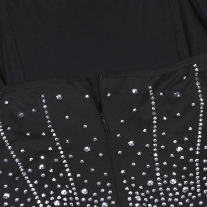 CM.YAYA Diamonds Hot Rhinestones Strapless Women Sleeveless Long Dress 2025 Spring Birthday Party Evening Prom Maxi Dresses