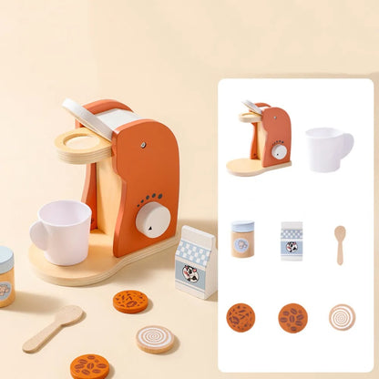 Blender Simulation Wooden Coffee Machine Interactive Early Learning Kitchen Pretend Play Toy DIY Exquisite