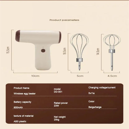 Egg Blender 3-speed High Power Foam Milk beater Double-rod Wireless USB Electric Portable Mixer Eggbeater Manual Milk Frother