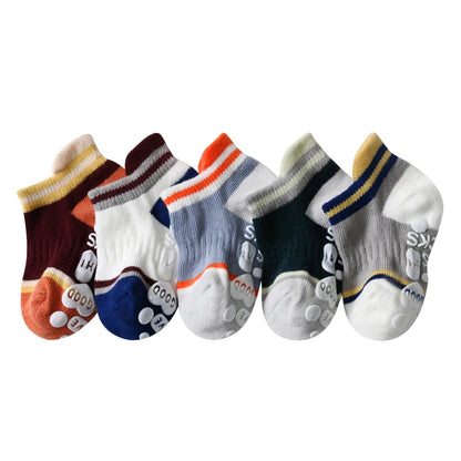 5 Pairs Kids Casual Cute Non-slip Socks Breathable Girls Boys Babys Cotton Socks