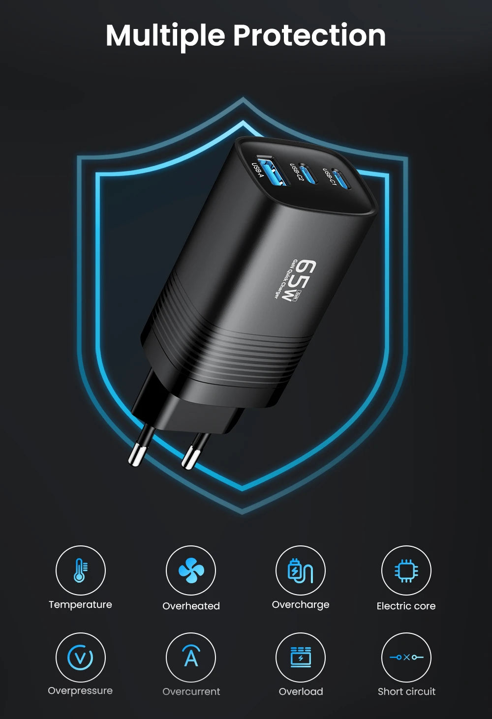 65W GaN USB Type C Fast Charger For Laptop PPS 45W PD QC 3.0 Quick Charge For iPhone 14 13  Samsung Xiaomi Realme Phone Charger