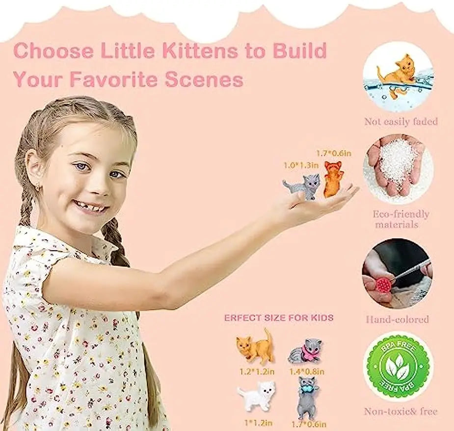 Children's Cat Toys Pretend Toys Cat Character Toy Set Children's Toys Interactive Cat Role Playing Realistic Cat Care Center