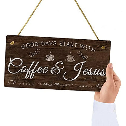 Coffee Sign Kitchen Coffee Bar Decor Plaque Gifts for Coffee Lover  Good Days Start with Coffee & Jesus