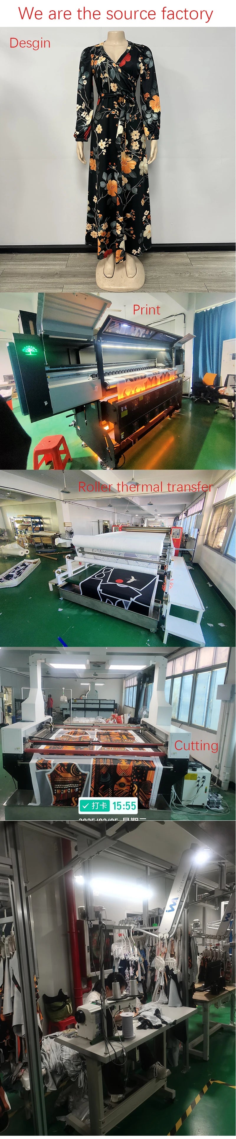 Women's Plus Size Maxi Dresses 3/4 Sleeves Bohemian Long Dress Printed Swing Dress with Belt