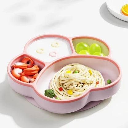 Baby Silicone Dining Plate with Baby Feeding Toddler Training Tableware Straw Cute Cat Claw Child Dishes Kids Plate Dishes Bowl