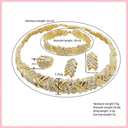 ewelry for Women Fashion Crystal Jewelry Set 18k Gold Plated Rhinestone Clear Crystal Necklace Earrings Accessories Gifts for Pr