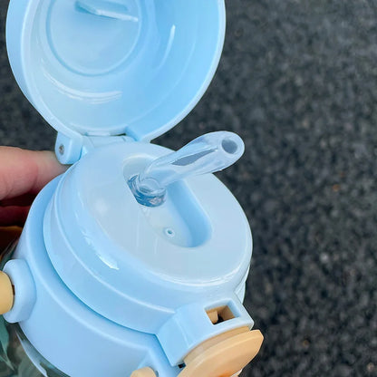 620ml Cute Water Bottle with Straw &Handle,Leakproof, Portable for Fitness & Outdoor Activities,Portable Sports Water Bottle for