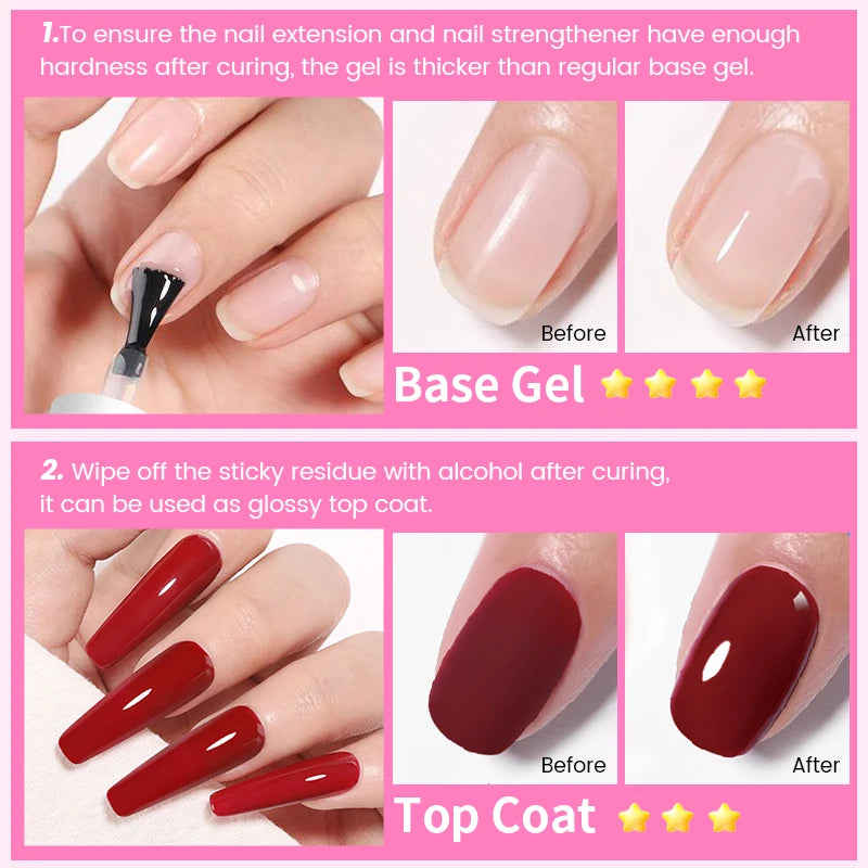 BORN PRETTY 6 IN 1 Nail Glue Gel 15ML for Acrylic Nails Soak off Base Gel Top Coat UV Extension Nail Gel False Nail Tips Gel