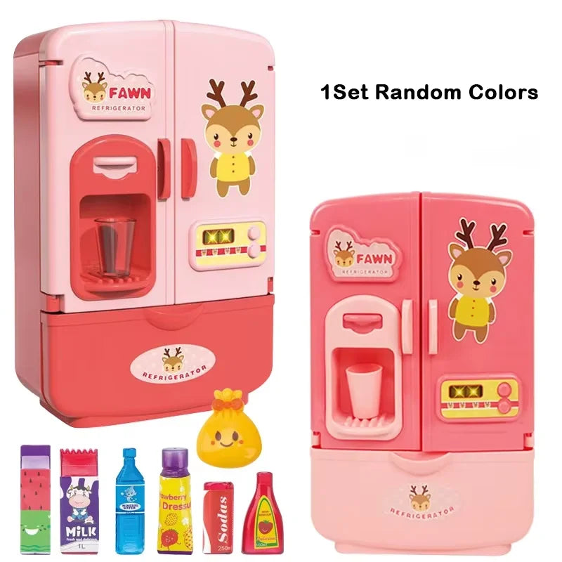 Mini Double Door Refrigerator  Simulation Fridge Kitchen Furniture Pretend Play Educational Toy Home Accessories Children's Gift