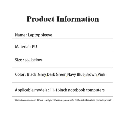Laptop Bag, 13/13.3/14/15/15.4/15.6/16 Inch, Notebook Computer Mouse Pad, Pu Leather Bladder Bag, Computer Bag Accessories
