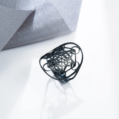 Cooltime Archangel Metatron Rings Cube Stainless Steel for Women Men Salomon Jewelry Secret Geometry Finger Accessories Amulet