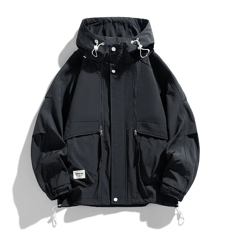 Oversize Men Jacket Coats Windbreaker Trench 6XL 7XL 8XL Plus Size Hooded Waterproof Black Bomber Camping Loose Thin Softshell