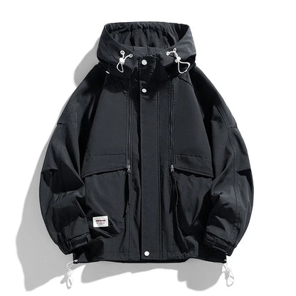 Oversize Men Jacket Coats Windbreaker Trench 6XL 7XL 8XL Plus Size Hooded Waterproof Black Bomber Camping Loose Thin Softshell