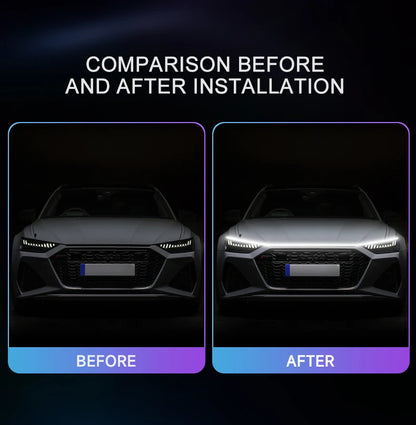 LED Car Hood Decorative Light Strip Start Scan Dynamic Ambient Light Car Daytime Running Light DRL With Turn Signal Lamp 12V