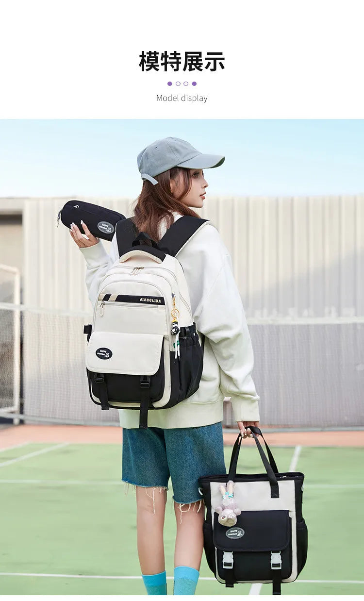 Cute Student Backpack 3pcs/set Primary Schoolbag Harajuku Kawaii Student Backpack Teenage Girls Handbag Large Capacity Rucksack