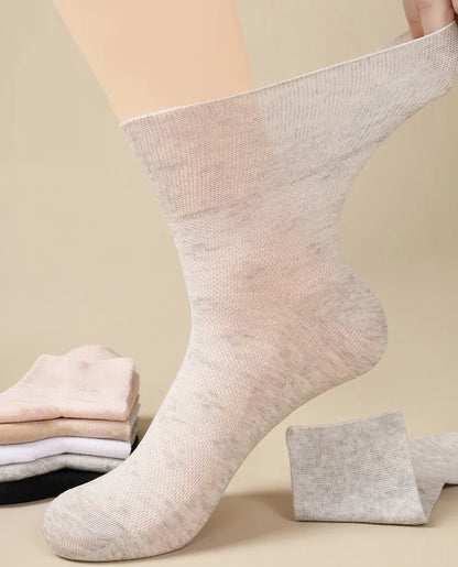 5Pairs Comfortable and Supportive Diabetic Socks for Men and Women Moisture wicking Cotton Fabric Non-binding Top Business Socks