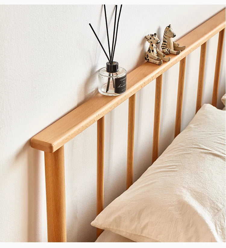 Solid wood bed 1.8 meters double  master bedroom Nordic room modern simple single bed 1.2m 1.5m