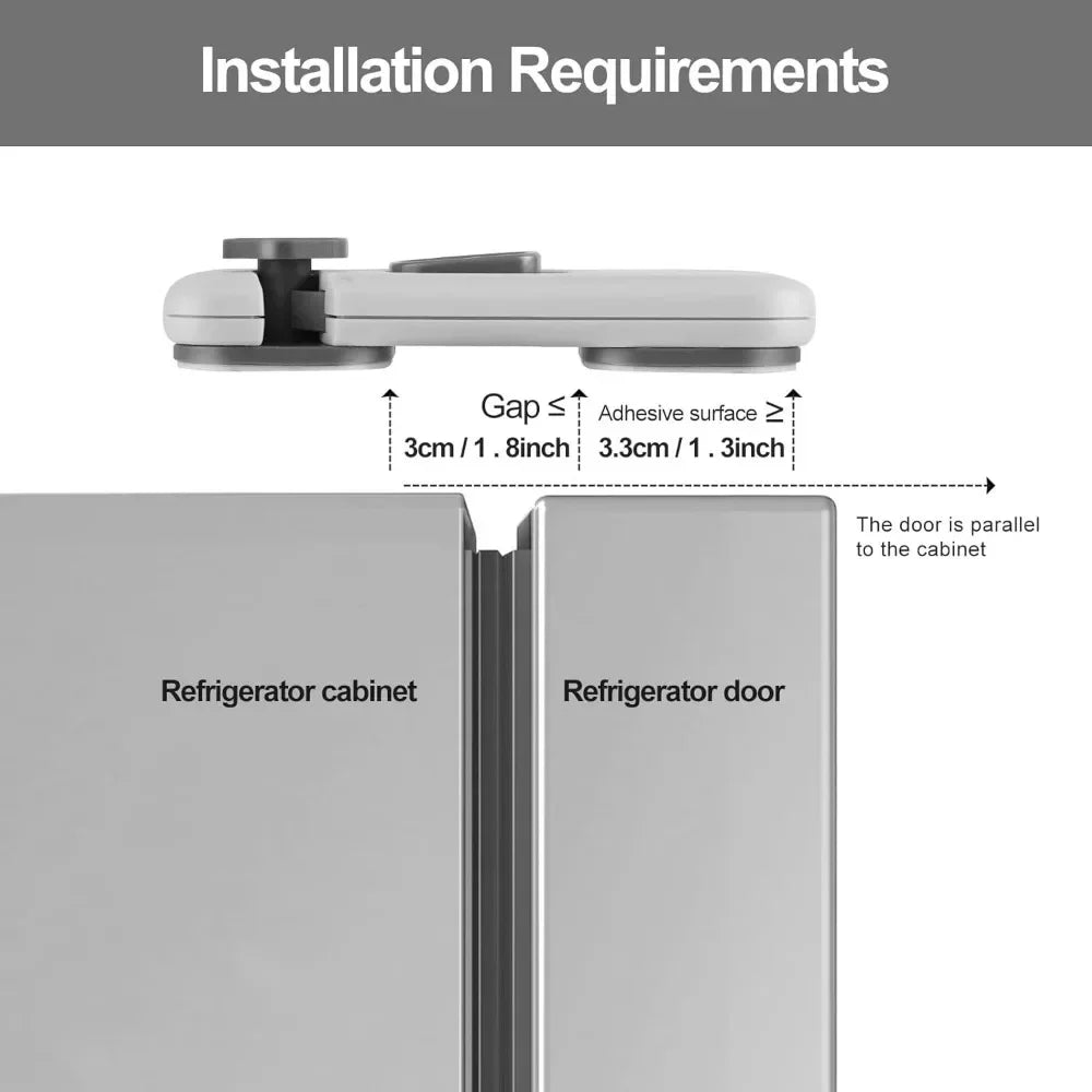 1-piece Safety Child Protection Double Door Refrigerator Lock, Cabinet Lock, No Tools or Drills Required, Strong Adhesive, Gray