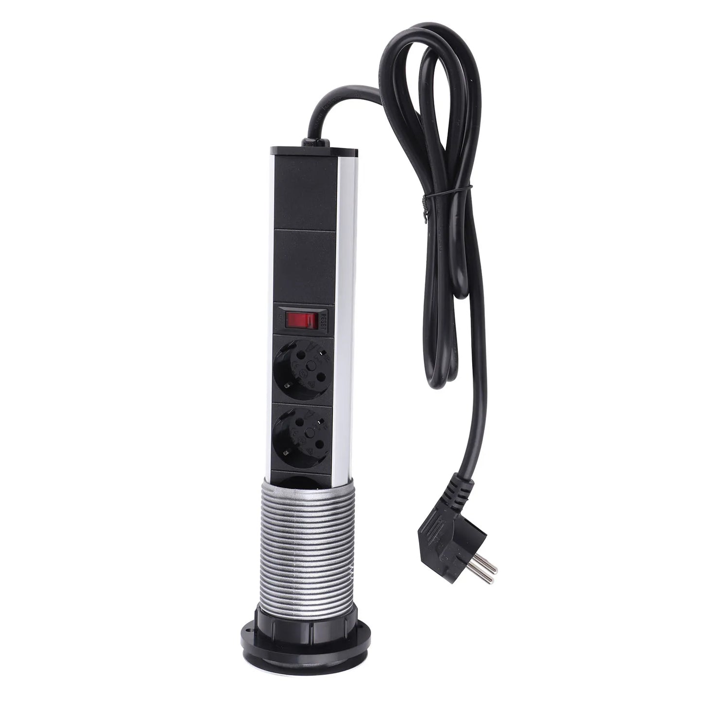 Recessed Pulling Pop Up Socket 3  Plugs and USB Aluminium Alloy Embedded Countertop Pop Up Outlet Socket AC250V 16A