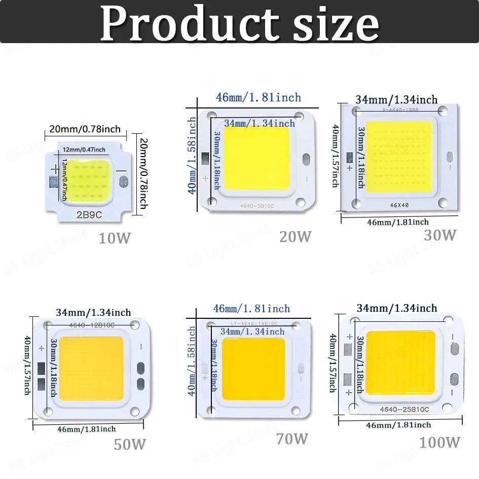 Smart IC No Need Driver LED COB Lamp Bead DC27-36V 10W 50W 60W 70W DIY Flood Light Bulb Outdoor Spotlight Landscape Chip Lamps