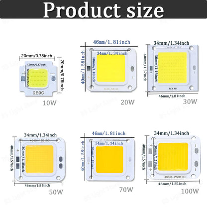 Smart IC No Need Driver LED COB Lamp Bead DC27-36V 10W 50W 60W 70W DIY Flood Light Bulb Outdoor Spotlight Landscape Chip Lamps