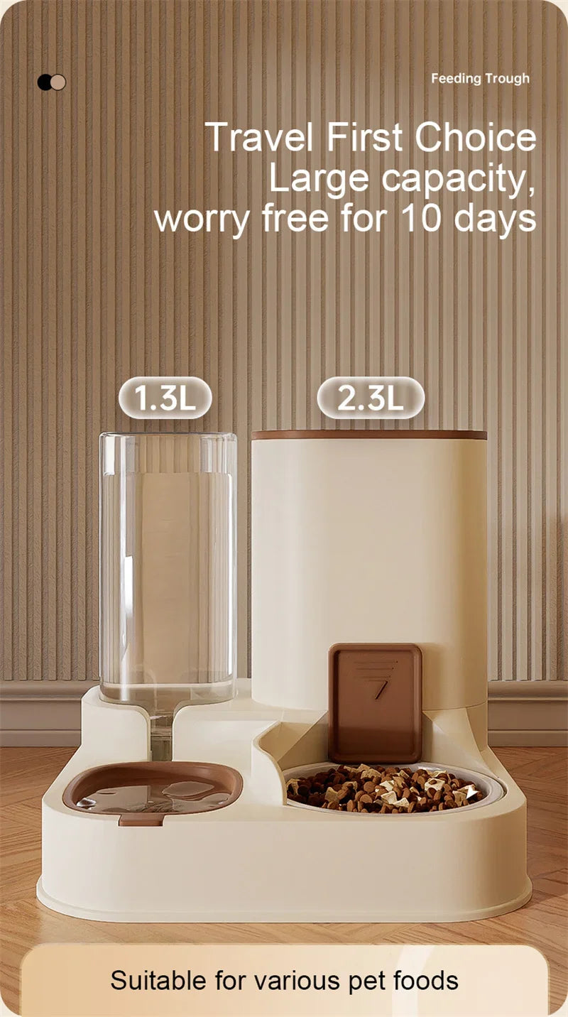 Pet Cat Automatic Feeder, Water Dispenser, Large Capacity Dry Wet Separation Food Container, Pet Supplies