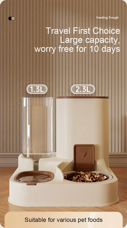 Pet Cat Automatic Feeder, Water Dispenser, Large Capacity Dry Wet Separation Food Container, Pet Supplies